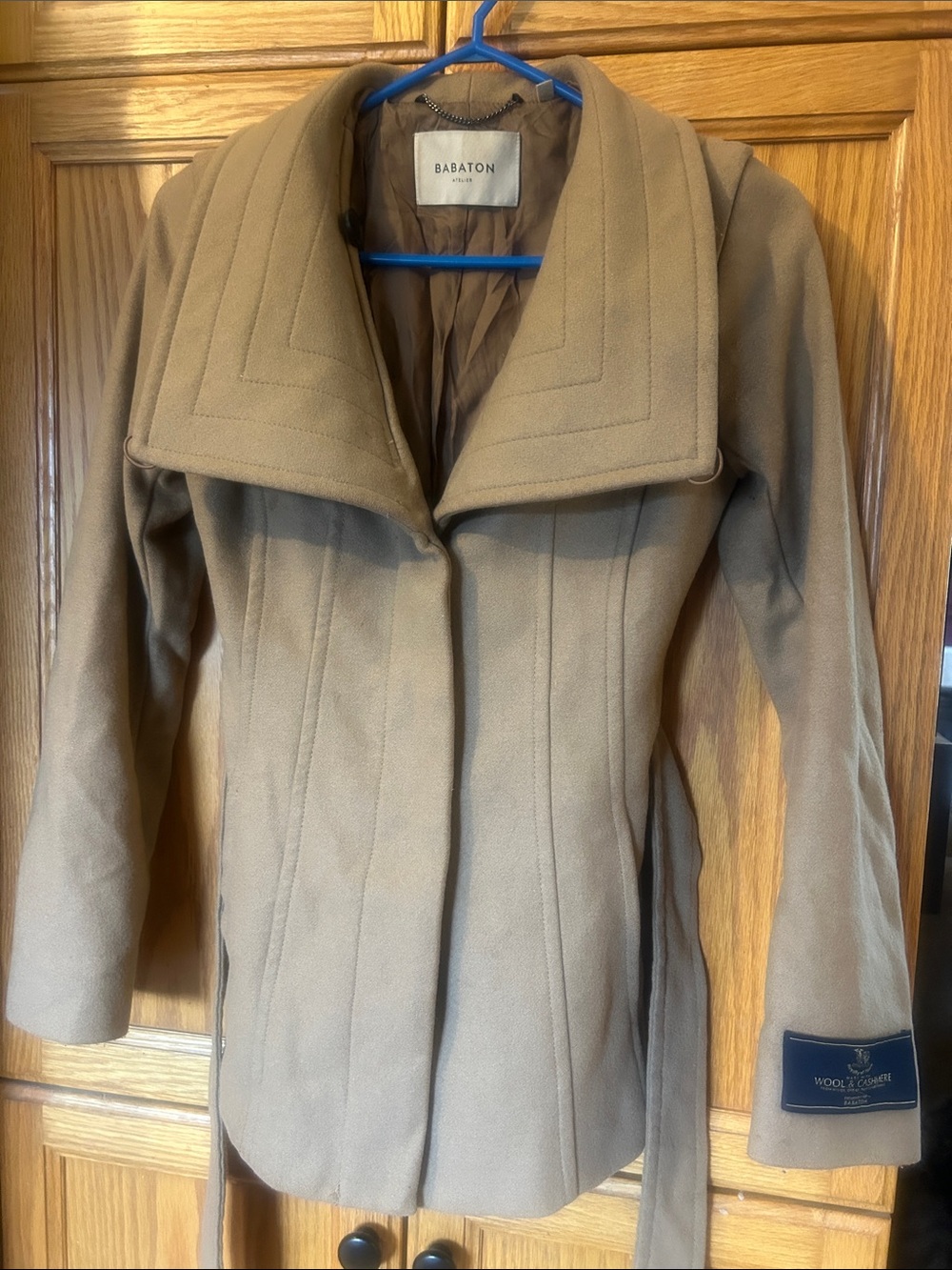 Babaton Women's Tan Wool-Blend Trench Coat